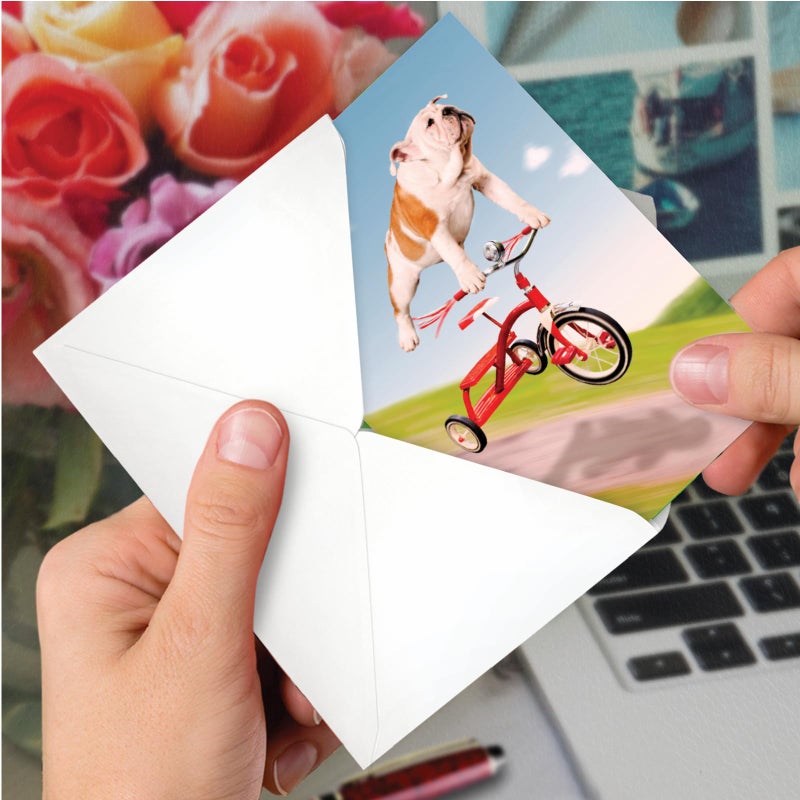 NobleWorks - 1 Adorable Birthday Card Funny - Pet Dog Animal Humor, Bday Notecard with Envelope - Dog on Trike C3204BDG - Image 4